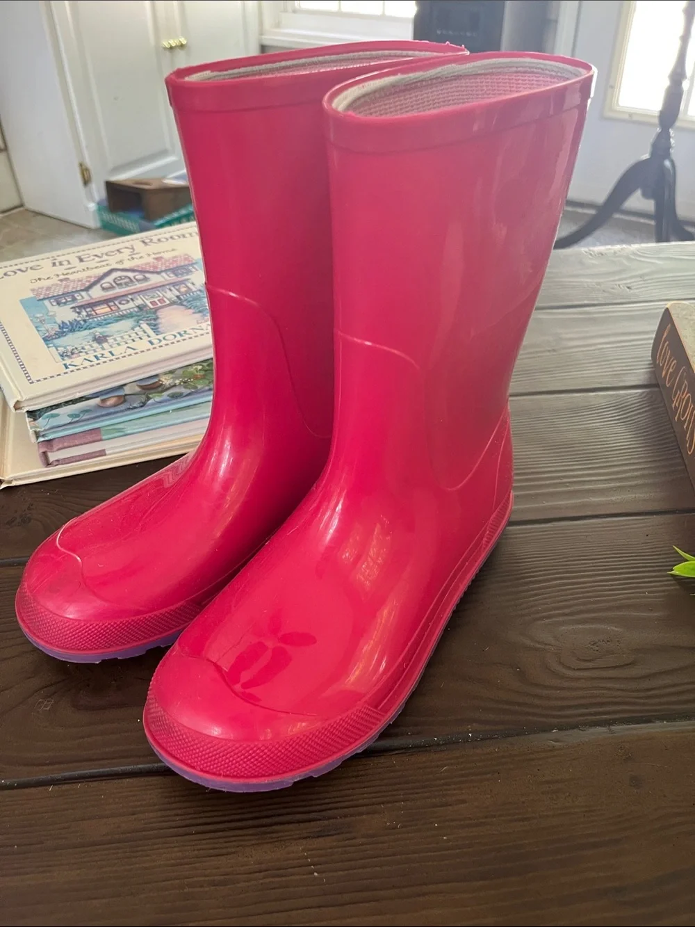 Kids Waterproof Rain Boots in Hot Pink